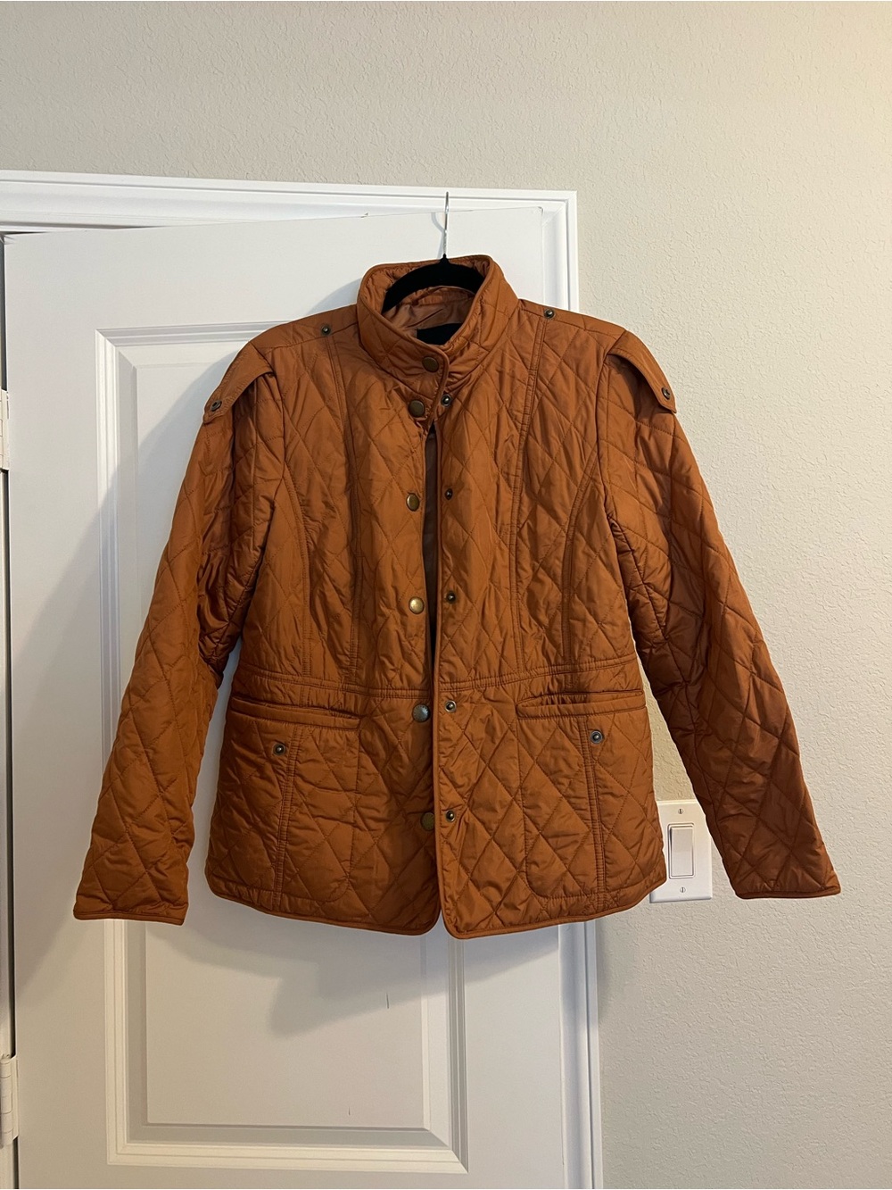 Talbots Quilted Puffer Jacket in Rust Brown